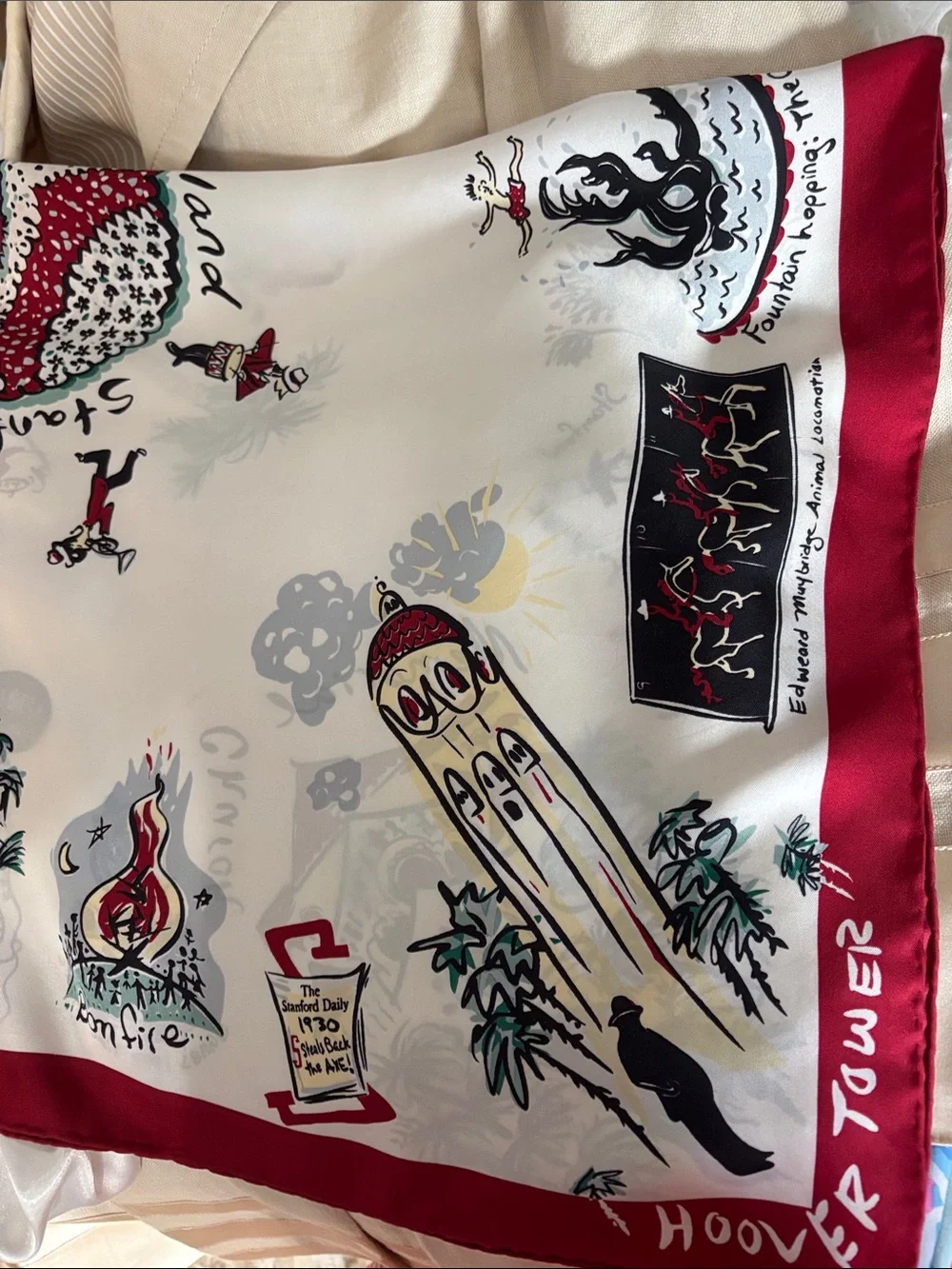 Stanford University 100%Silk Scarf Size 35x35